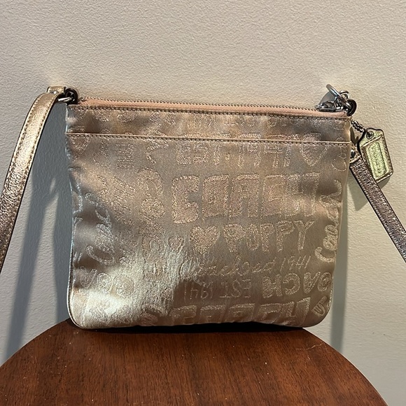 Coach Poppy Crossbody bag Vintage Gold/gold metallic poppy print & trim EVC - Picture 5 of 11